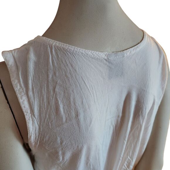 Sleeveless Seven Islands Midi Summer/Vacation Dress White Rayon Froral Front - Picture 7 of 10